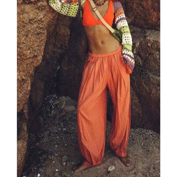 Free People To The Sky Parachute Pants Womens Sz M Pull-On Harem Lantern Comfort - Picture 1 of 16